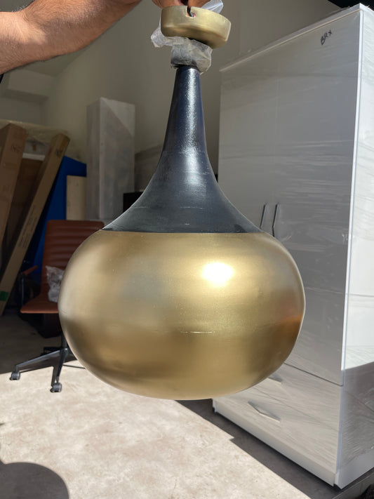 Large Statement Pendant Light - Brushed Brass & Black