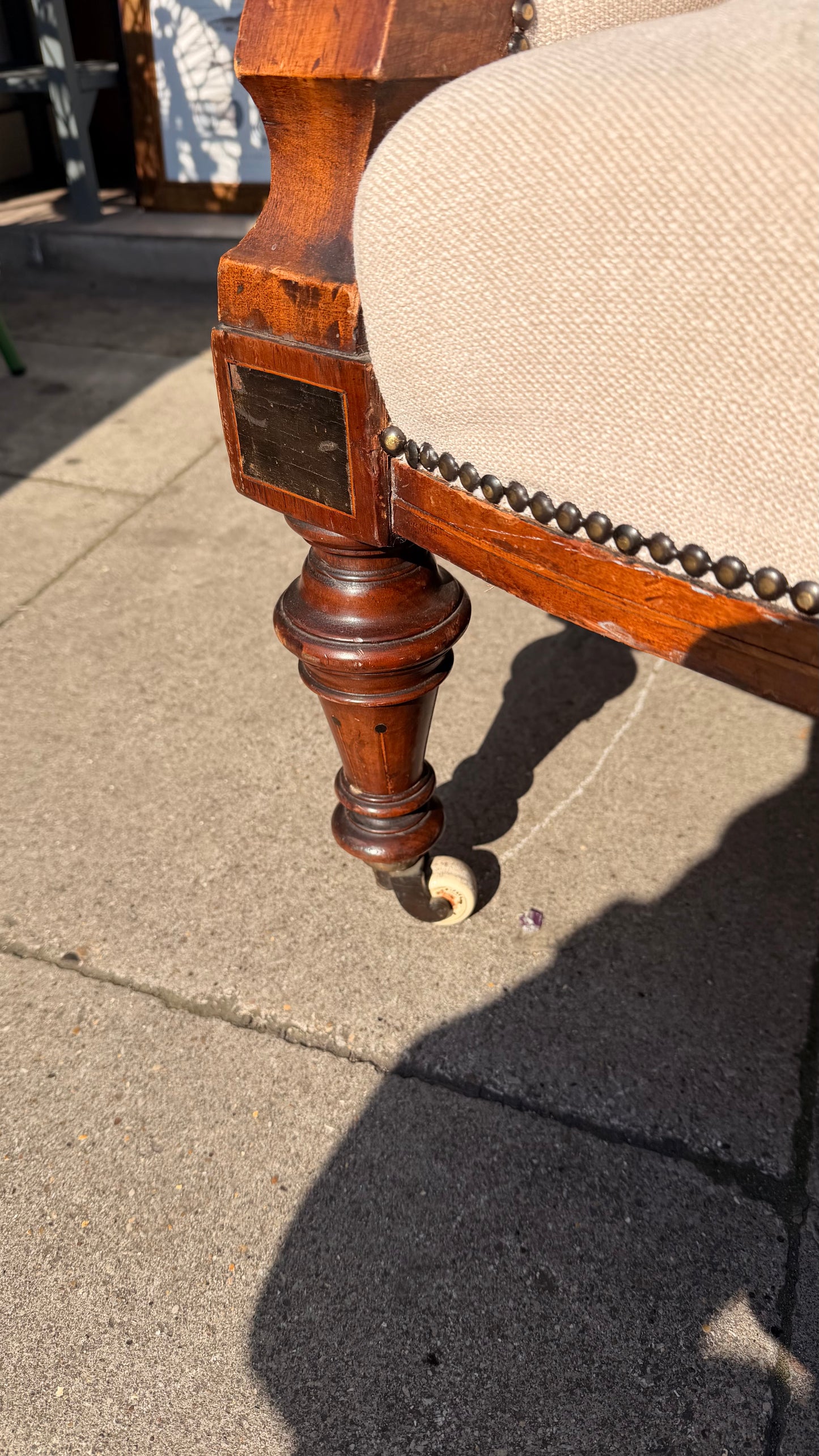 Antique Inlaid Mahogany Sofa / Victorian Style Two-Seater