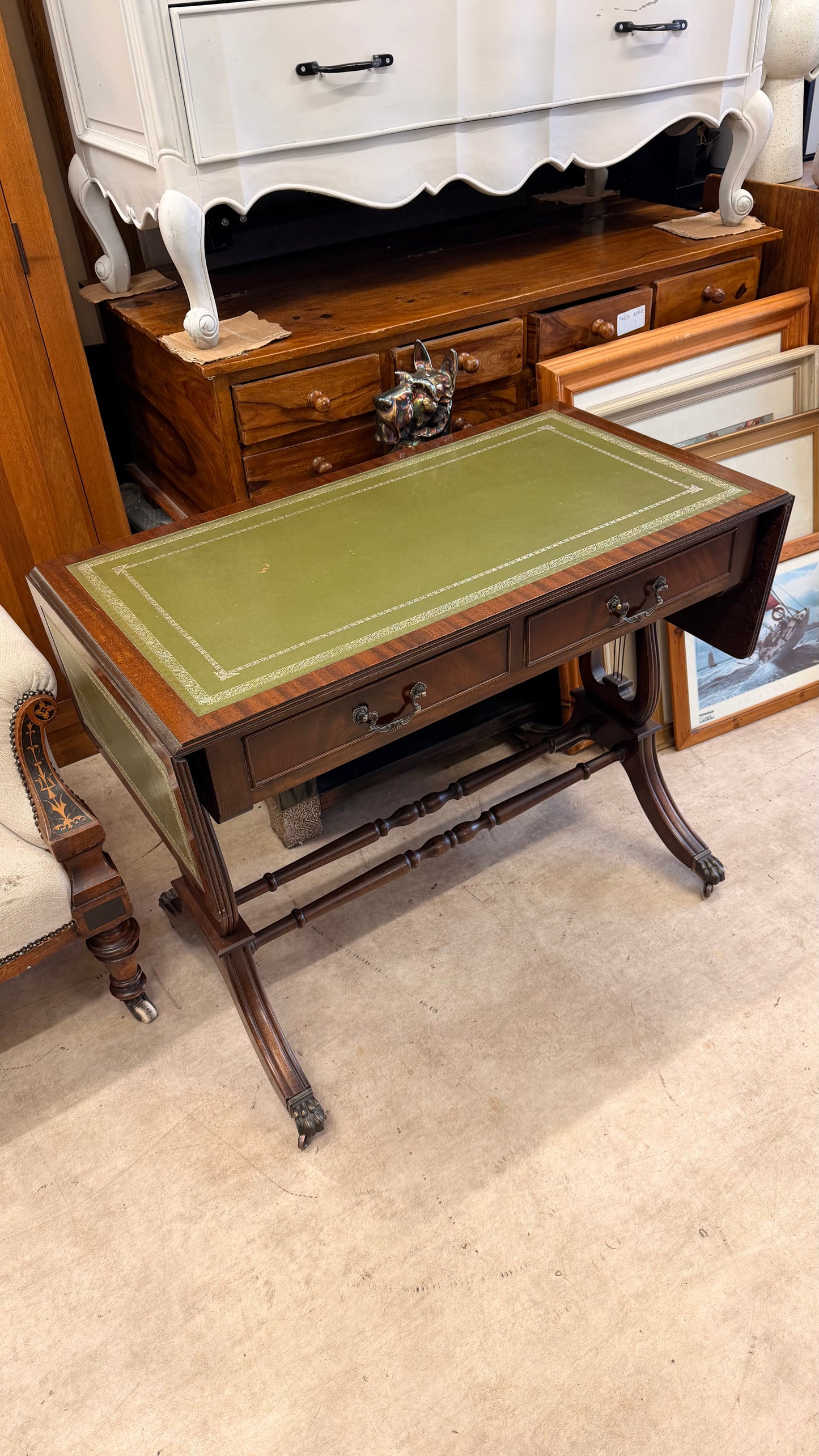 Regency Style Leather Top Sofa Table / Writing Desk