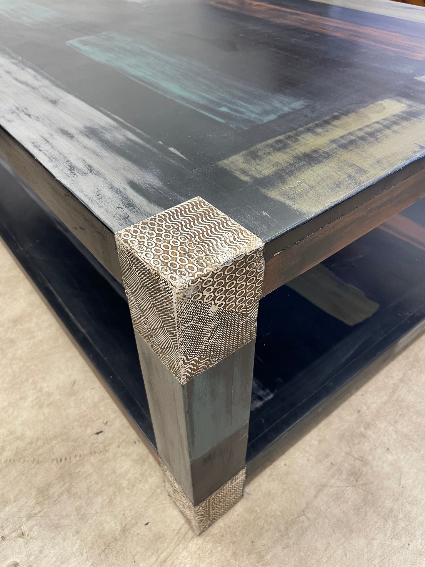 Handcrafted Coffee Table with Artistic Finish