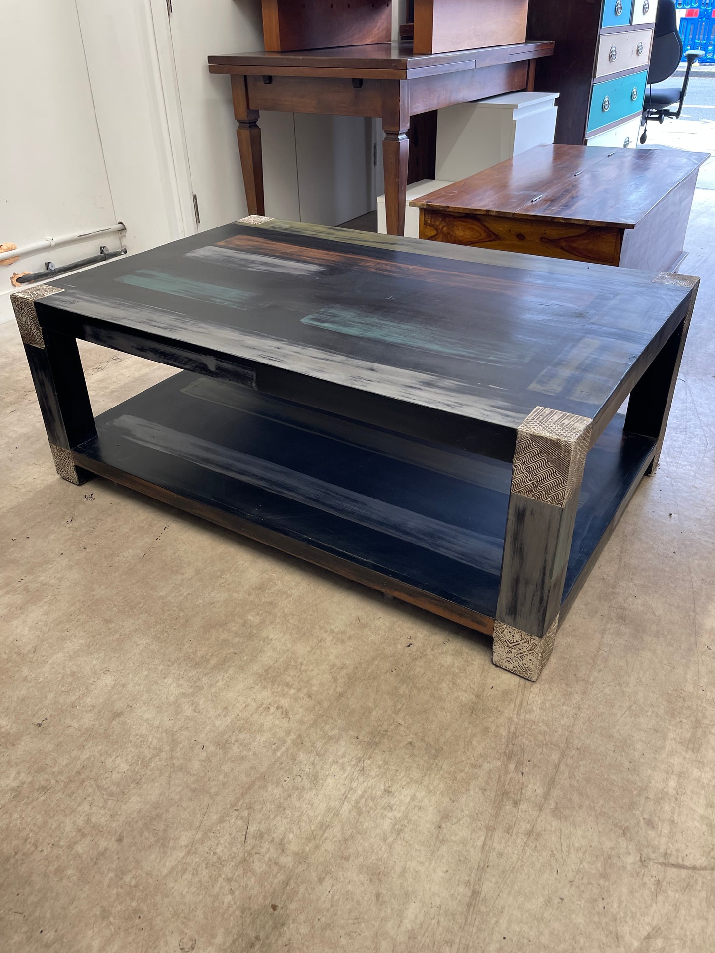 Handcrafted Coffee Table with Artistic Finish