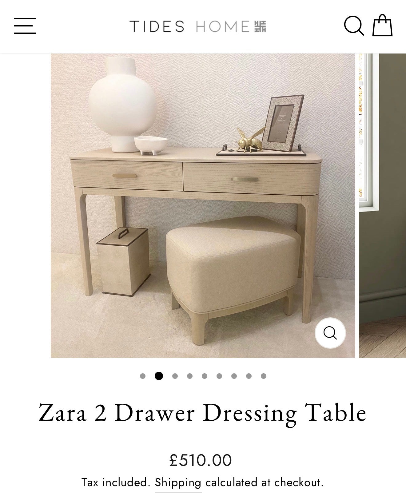 Modern Oak Dressing Table with Brass Handles