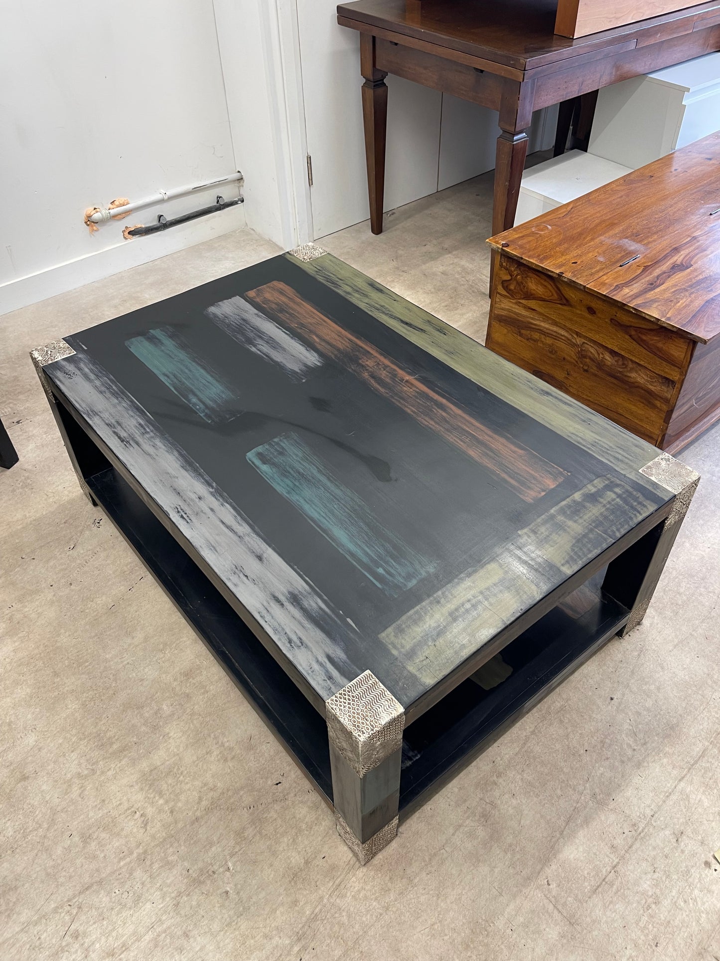Handcrafted Coffee Table with Artistic Finish