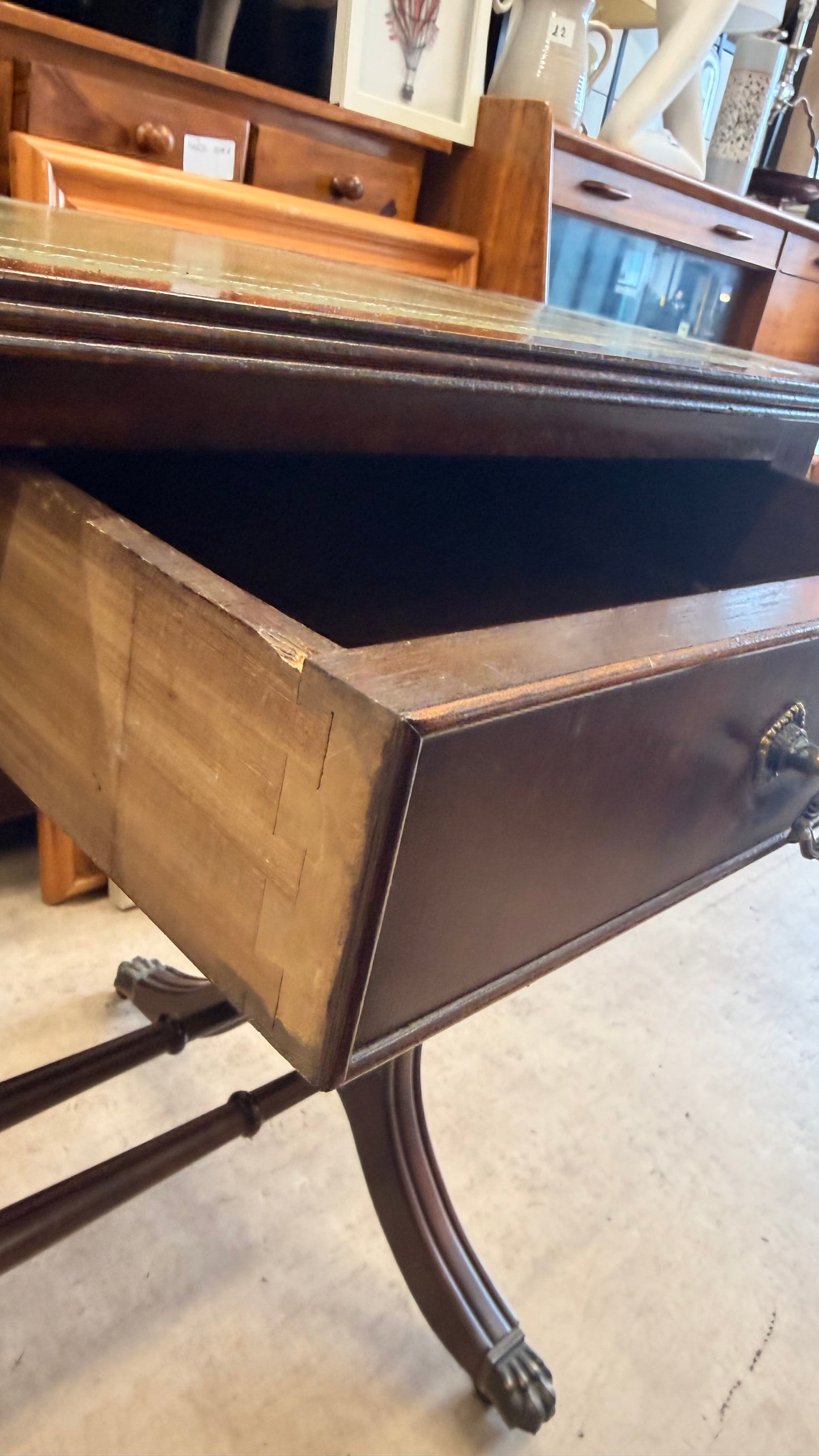 Regency Style Leather Top Sofa Table / Writing Desk