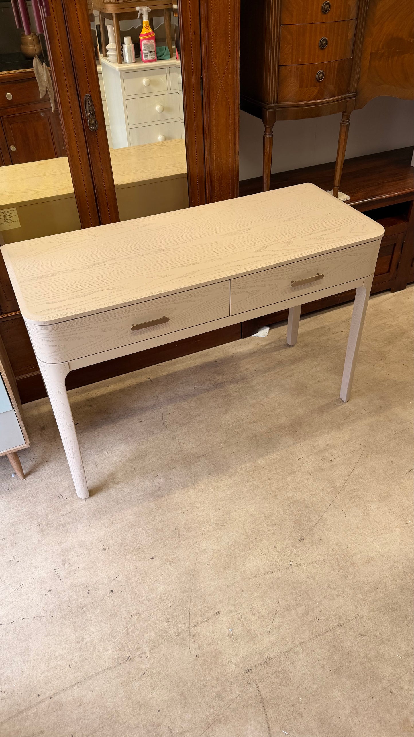 Modern Oak Dressing Table with Brass Handles