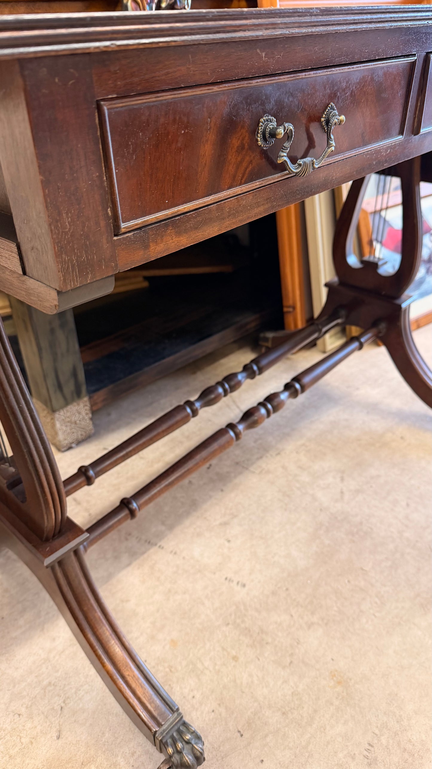 Regency Style Leather Top Sofa Table / Writing Desk