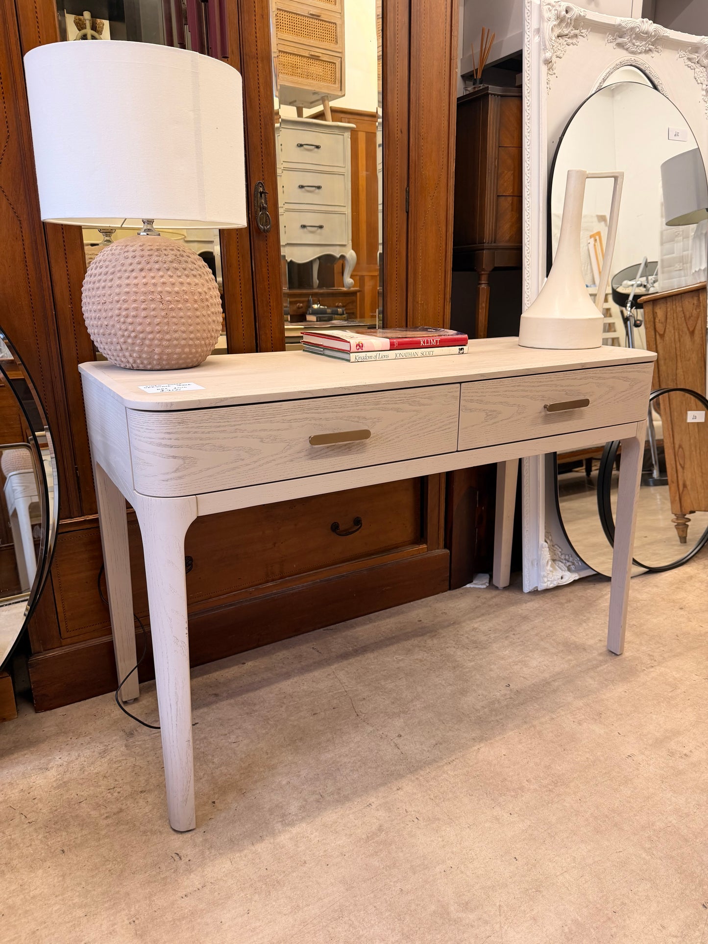 Modern Oak Dressing Table with Brass Handles